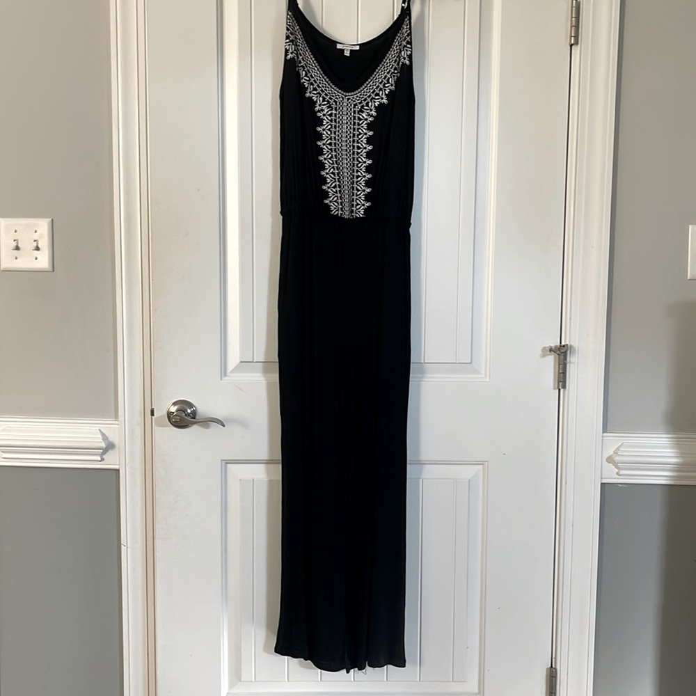 Embroidered black jumpsuit